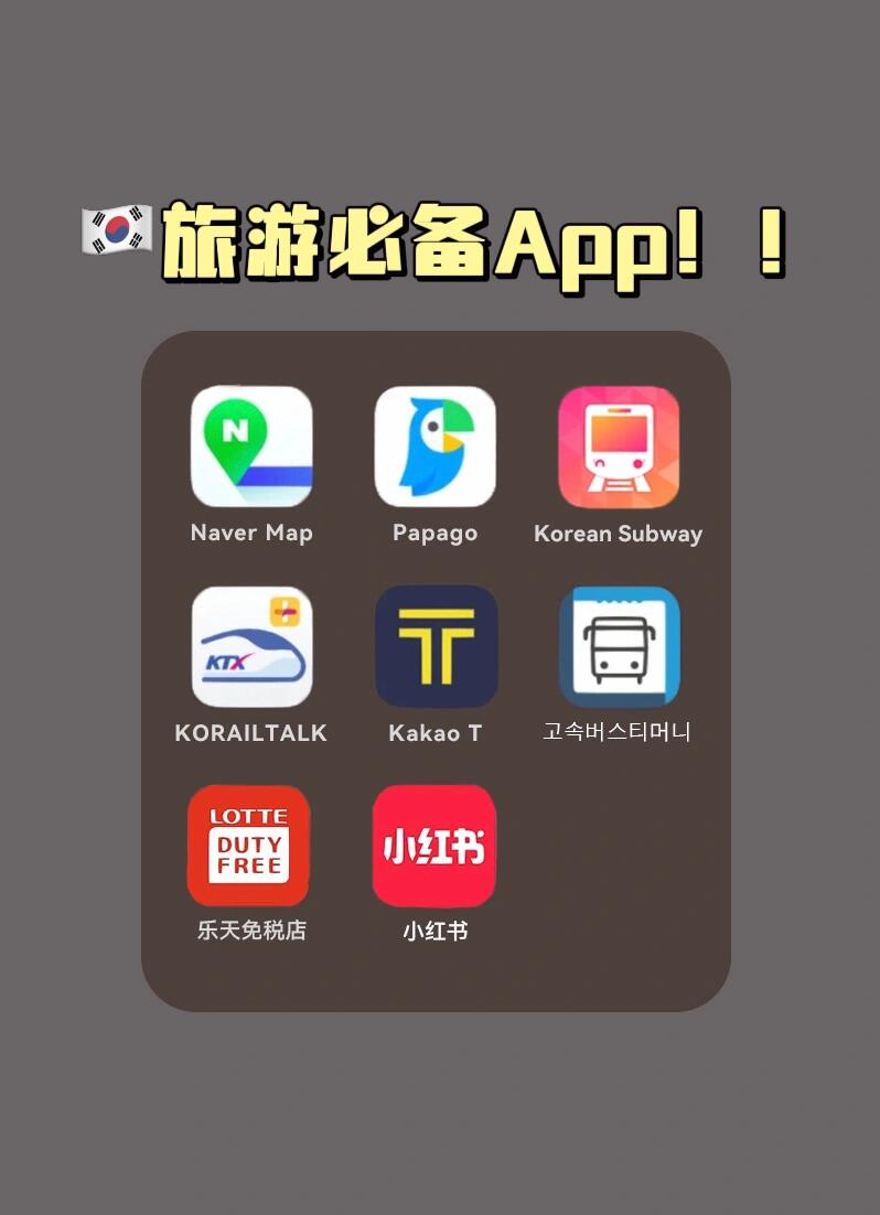 
                        ????韓國之旅！必備app大全！！naver map這個app絕對是韓國旅行的必備！被當?shù)厝藦V泛使用的???地圖軟件，準確度極高，無論是步行，公交，地鐵，打車，還是自駕，都能提供詳細路線！再也不怕迷路啦~pagoda這款翻譯軟件的準確率極高！支持語音交流和圖片翻譯，方便到不要不要的！韓國地鐵想要親身體驗韓國地鐵的朋友們，一定要下載地鐵??圖，設定起點和終點，就可以輕松出發(fā)啦~koraitalk這是韓國購買火車票的APP，想要游覽其他城市的時候，就可以在這里購票啦~ 還支持中文設置哦kakao T韓國打車??的必備軟件，只需輸入目的地，出發(fā)位置會自動定位，選擇普通車型，無需綁卡，直接現(xiàn)場支付！???????韓國的大巴??也非常便利！每天都有很多班次！隨時隨地都能購票！非常方便！樂天免稅店/新羅免稅店不想在免稅店排隊的朋友們注意啦~，可以直接在免稅店的app 上下單，回國前在機場取貨就可以！小紅書這個就不用多說了吧，吃穿住行，玩樂購物，一應俱全！韓國自由行，這幾個app 就足夠啦~#韓國app #韓國旅游 #韓國自由行 #韓國旅游必備app #旅游 #有問必答