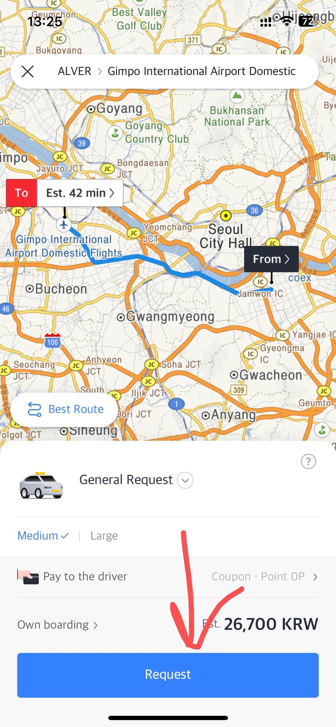 
                        ????韓國旅游如何叫網約車（無手機號無身份證）國內用慣了滴滴，到了韓國不太適應大眾交通？其實可以用Kakao T叫出租車哦！?注冊只需郵箱+中國手機號，強烈建議在上飛機前就搞定?-step 1: 下載Kakao Tstep 2: 注冊后進入頁面，先調語言設置。點擊右下角，拉到最下方有個小地球圖標，點進去可以調成English，然后在主頁點Taxistep 3: 輸入出發地和目的地后選擇車型，一般選General request即可step 4: 點擊request后會跳到付款方式界面，往左滑動一下step 5: 看到pay to the driver后點applystep 6: 最后再點一下request就好啦下車時直接付現金或刷卡給司機即可-??注意事項??有的司機習慣提前打電話溝通，如果你沒有韓國手機卡，對方可能打不通電話。這時大概率會在app內給你發消息，用Papago翻譯一下即可。盡量不要不回消息！我曾遇到過因為沒及時回消息+電話打不通而很生氣的司機大叔????語言問題一般上車后司機只會簡單確認一下地點，比如“去明洞嗎”，注意聽一下地點名就可以。之后沒有特殊情況都不會攀談，不用擔心語言問題。實在不行就用Papago翻譯！#韓國旅游攻略 #韓國旅游 #KakaoT #韓國打車 #韓國出行 #韓國自由行