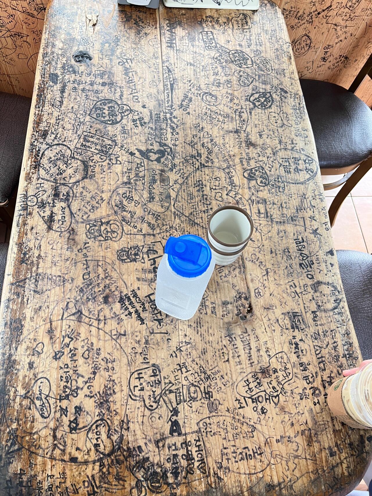 
                        門口寫著BTS的粥鋪來吃粥，這間店鋪很有特色，屋頂都寫滿了字，在門口一眼就看見了“BTS”，我也在這里留下了紀念?? #BTS